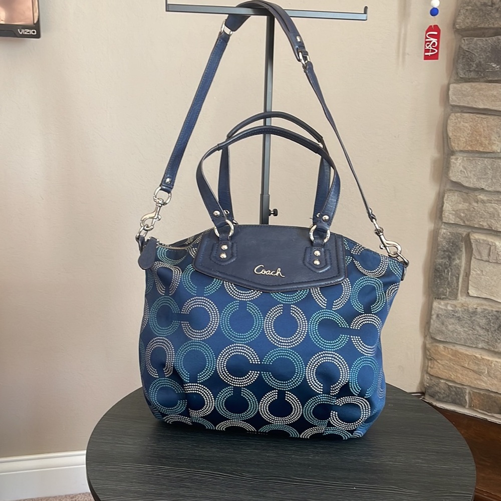 Coach Ashley Dotted OP ART North South Satchel Shoulder Bag - Picture 3 of 14